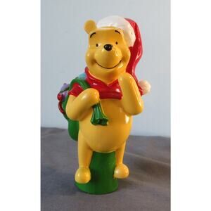 Vintage Disney Santa Winnie The Pooh Plastic Tree Topper 6"